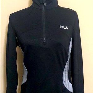 Women’s Black & Silver Fila Athletic Zip Pullover